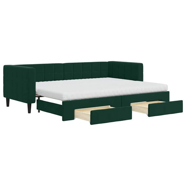 vidaXL Divano Letto Estraibile Cassetti Verde Scuro 80x200cm Velluto