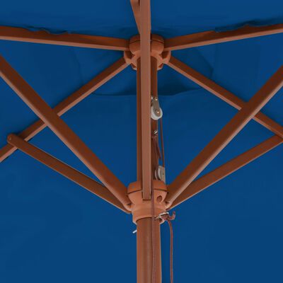 vidaXL Ombrellone da Esterni con Palo in Legno 150x200 cm Blu