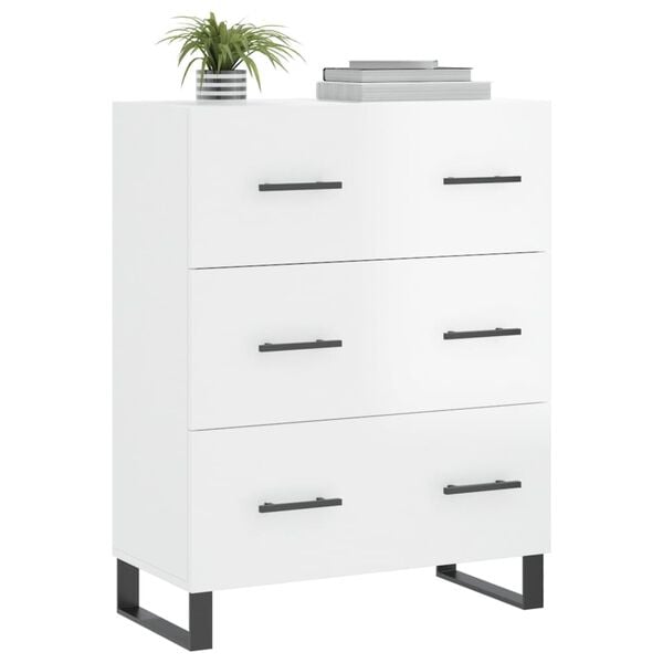vidaXL Credenza 69,5x34x90 cm in Legno Multistrato Bianco Lucido