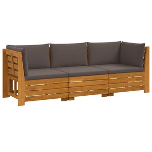 vidaXL Set di divani da esterno con cuscino 3 Pezzo Marrone