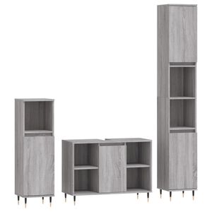 vidaXL Set Mobili da Bagno 3 pz Grigio Sonoma in Legno Multistrato