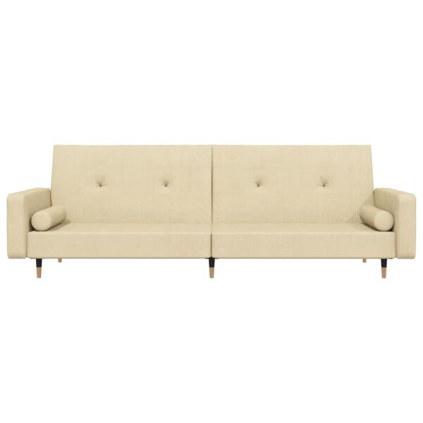 vidaXL Divano Letto a 2 Posti con 2 Cuscini Crema in Velluto