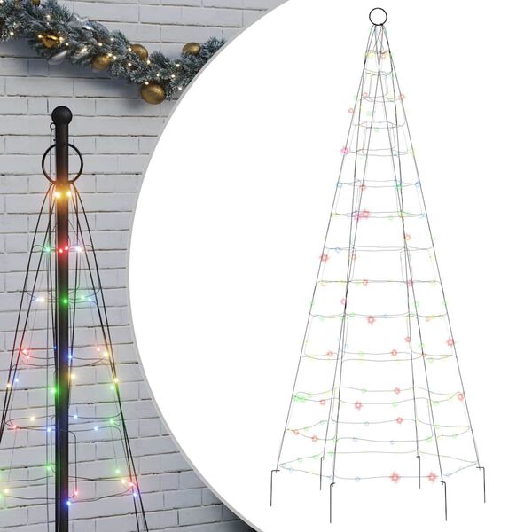 vidaXL Albero di Natale a LED su Pennone 200 LED Colorato 180 cm
