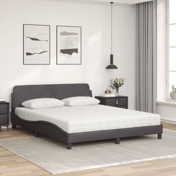 vidaXL Letto con Materasso Dover Grigio 160x200 cm in Similpelle