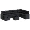 vidaXL Set Divani da Giardino 9 pz con Cuscini Nero in Polyrattan