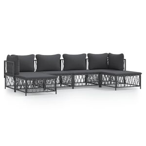 vidaXL Set Salotto da Giardino 6 pz con Cuscini in Acciaio Antracite