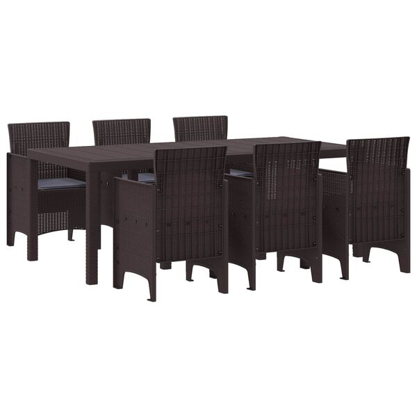vidaXL Set da Pranzo per Giardino 7 pcs Marrone Rattan Polt