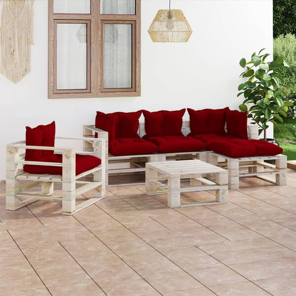vidaXL Set Salotto Giardino su Pallet Cuscini 6 pz in Legno di Pino