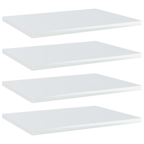 vidaXL Ripiani per Libreria 4 pz Bianco Lucido 40x30x1,5cm Multistrato