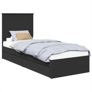 vidaXL Letto con Contenitore Nero 75 x 190 cm Legno multistrato