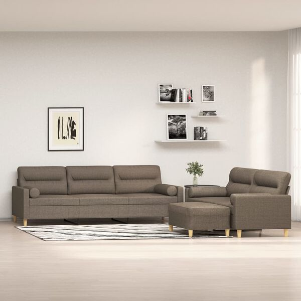 vidaXL Set di Divani 3 pz con Cuscini Decorativi tortora in Tessuto