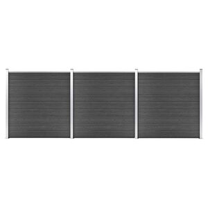 vidaXL Set Pannelli di Recinzione in WPC 526x186 cm Nero