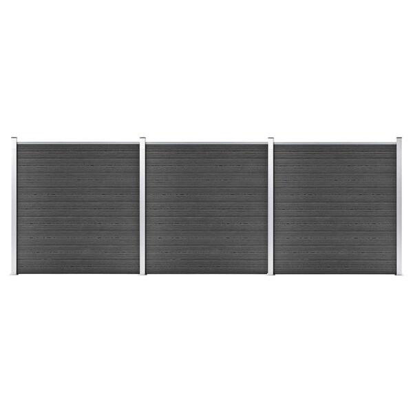 vidaXL Set Pannelli di Recinzione in WPC 526x186 cm Nero