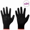 vidaXL Guanti da Lavoro 24 pcs Nero 7 / S Poliestere