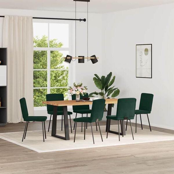 vidaXL Sedie da Pranzo 6 pz Verde Scuro in Velluto