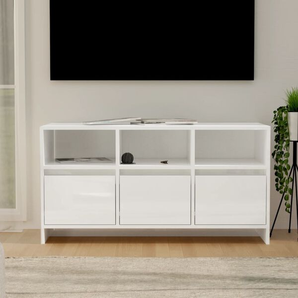 vidaXL Mobile Porta TV Bianco Lucido 102x37,5x52,5 cm in Truciolato