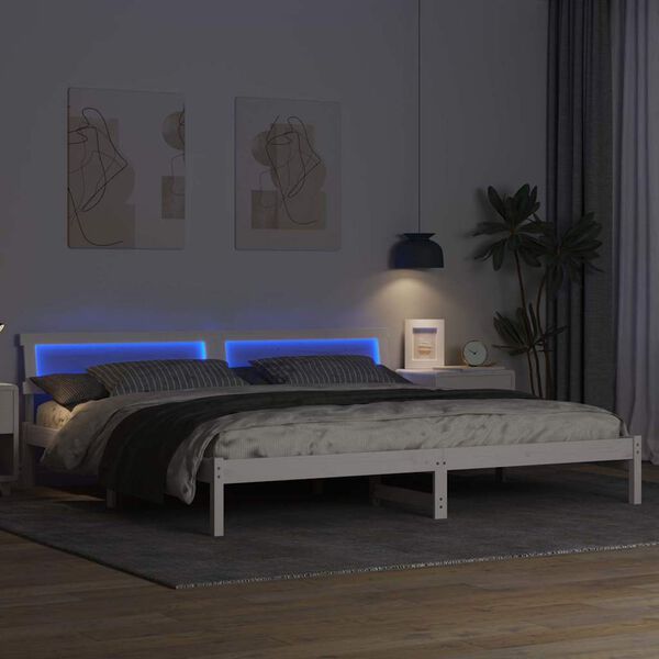 vidaXL Struttura del letto Bianco 200 x 200 cm Pino massello