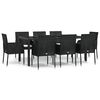 vidaXL Set da Pranzo da Giardino 9 pz con Cuscini Nero in Polyrattan