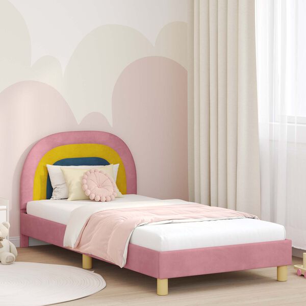vidaXL Struttura letto bambini con testata Rosa 90 x 200 cm Velluto
