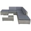 vidaXL Set Divani da Giardino 6 pz con Cuscini in Polyrattan Grigio