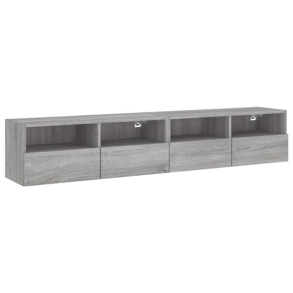 vidaXL Mobili TV Parete 2pz Grigio Sonoma 80x30x30cm Legno Multistrato