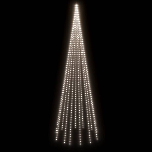 vidaXL Albero di Natale Pennone Bianco Freddo 732 LED 500 cm