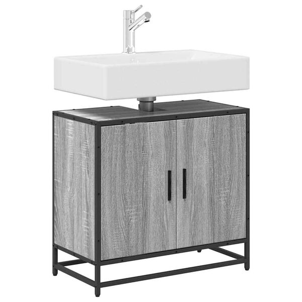 vidaXL Mobile Lavabo Bagno Grigio Sonoma 65x33x60 cm Legno Multistrato