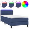 vidaXL Letto a Molle con Materasso e LED Blu 90x190 cm in Tessuto