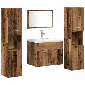 vidaXL Set di mobili per il bagno 4 pz Legno vecchio
