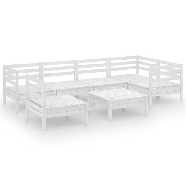 vidaXL Set Divani da Giardino 7 pz in Legno Massello di Pino Bianco