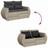 vidaXL Set Divani da Giardino 7pz con Cuscini Grigio Chiaro Polyrattan