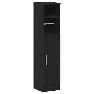 vidaXL Mobile da Bagno con Portarotolo Nero 20,5x22x90 cm