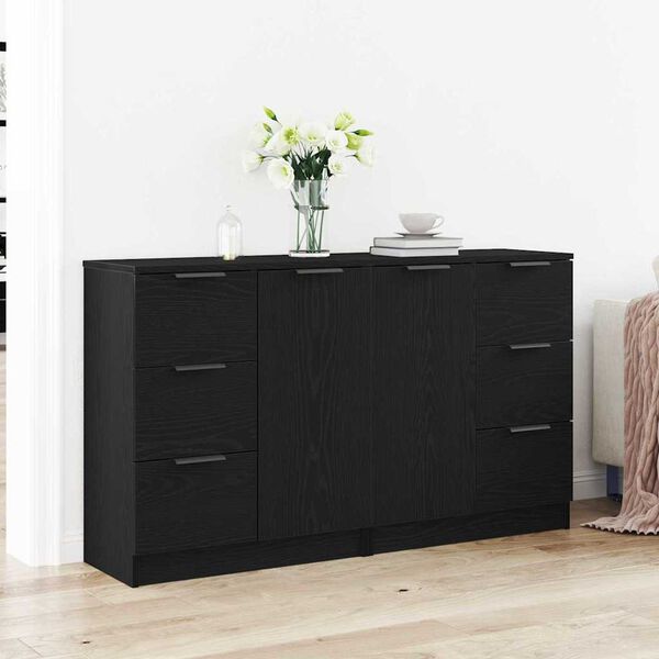 vidaXL Credenza Rovere Nero 120 x 30 x 70 cm Legno multistrato