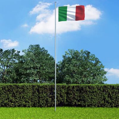 vidaXL Bandiera dell'Italia con Pennone in Alluminio 4 m