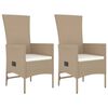 vidaXL Set da Pranzo da Giardino 3 pz con Cuscini Beige in Polyrattan
