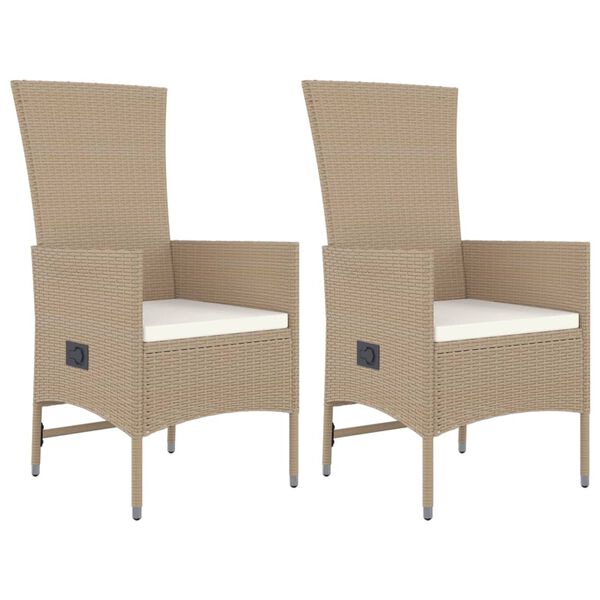 vidaXL Set da Pranzo da Giardino 3 pz con Cuscini Beige in Polyrattan
