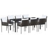 vidaXL Set da Pranzo per Giardino 9 pcs Marrone e Nero Rattan in PE