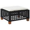 vidaXL Sgabello Giardino con Cuscino Nero 63,5x56x32 cm in Polyrattan