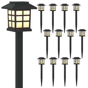 vidaXL Luci solari da esterno con picchetto 12 pz Bianco caldo 38,5 cm