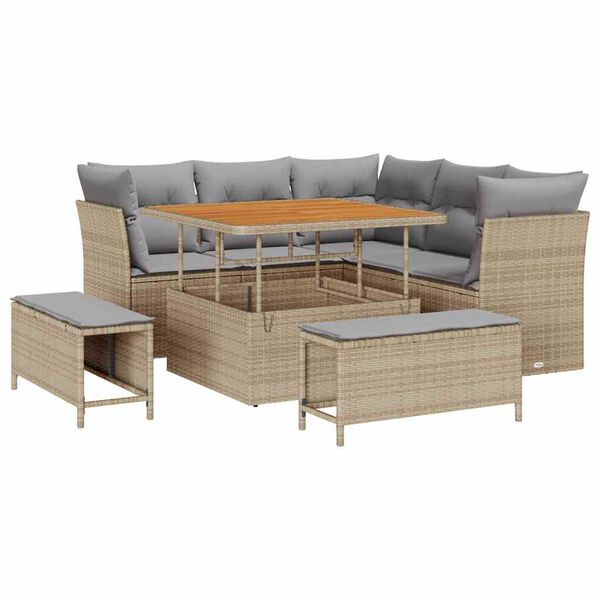 vidaXL Set Divano da Giardino 8 pcs Beige polyrattan