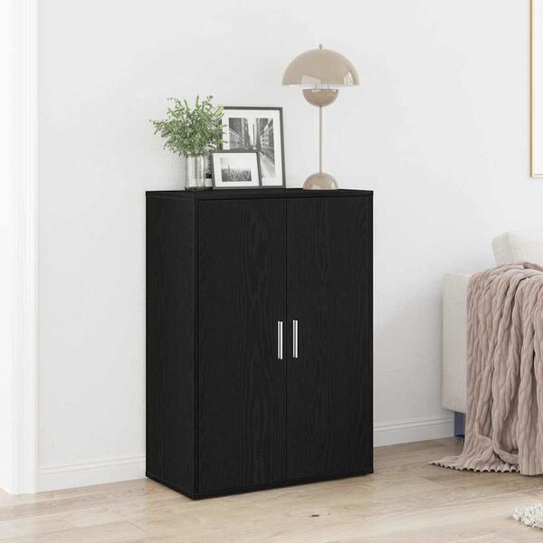 vidaXL Credenza Rovere Nero 60 x 31 x 84 cm Legno multistrato