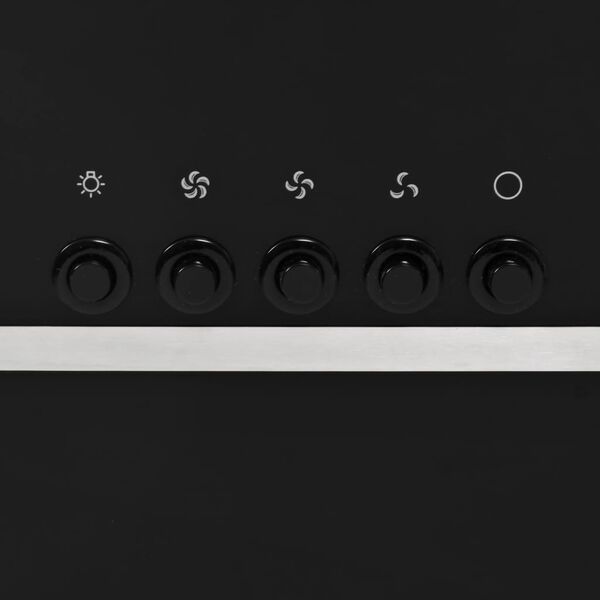 vidaXL Cappa a Parete 90 cm in Acciaio Inox e Vetro Temperato Nero