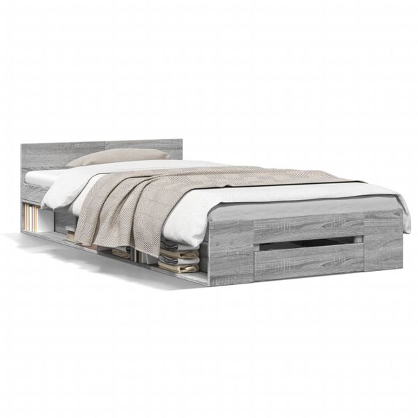 vidaXL Giroletto Cassetto Grigio Sonoma 90x200 cm Legno Multistrato