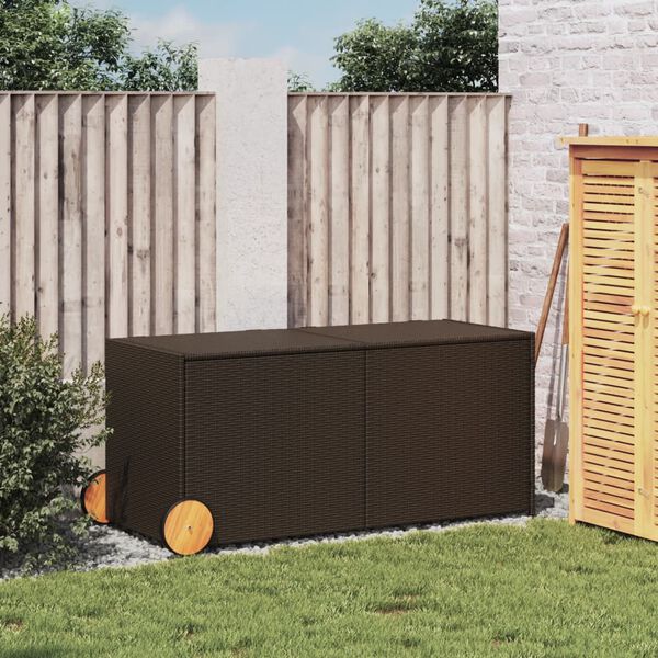 vidaXL Contenitore da Giardino con Ruote Marrone 283L in Polyrattan
