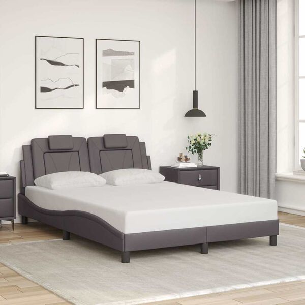 vidaXL Giroletto Viana senza Materasso Grigio 140x200 cm in Similpelle