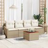 vidaXL Set Divano da Giardino 5 pcs Beige e Crema polyrattan