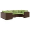 vidaXL Set Mobili da Giardino 6pz con Cuscini in Polyrattan Marrone