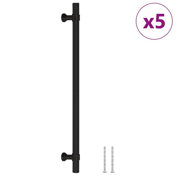 vidaXL Maniglie per Mobili 5pz Nere 224mm in Acciaio Inox