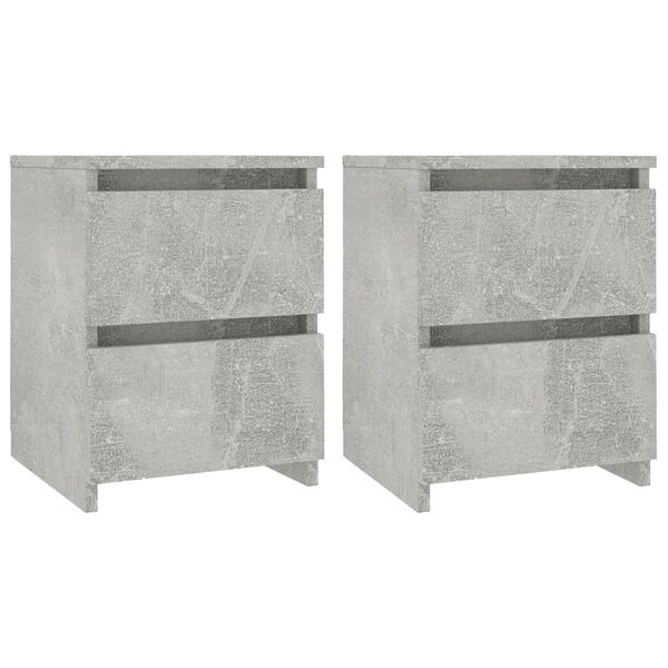 vidaXL Comodini 2pz Grigio Cemento 30x30x40 cm in Legno Multistrato