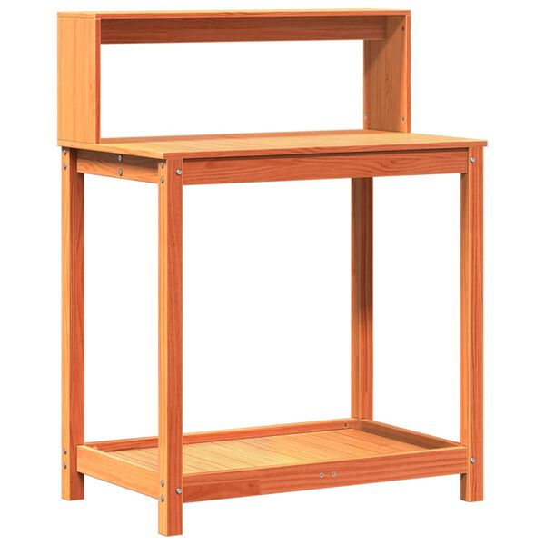 vidaXL Tavolo Invaso con Ripiani Marrone 82,5x50x109,5cm Massello Pino